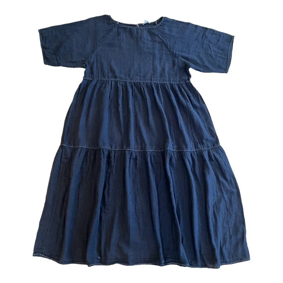 JOHNNY WAS Calme Black Raglan Tiered Cotton Gauze Dress - Picture 3 of 8